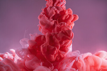Red and pink ink in water, liquid color backdrop - obrazy, fototapety, plakaty