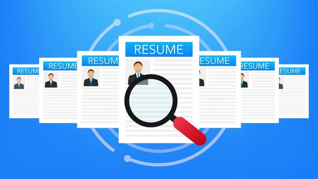 Recruitment concept. Hire workers, choice employers search team for job. Resume icon. illustration.