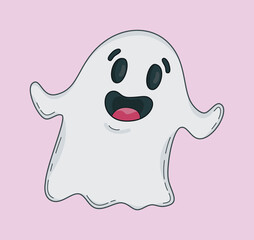 Happy Halloween with a buddy ghost in vector