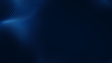 Dot white blue wave light screen gradient texture background. Abstract  technology big data digital background. 3d rendering.