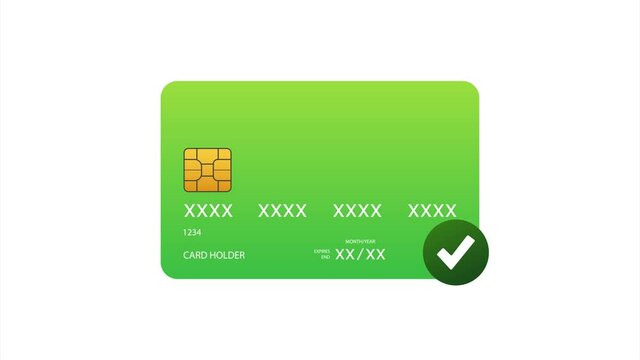 Credit cards with approved and rejected. Finance security transfer check. Transaction symbol. stock illustration.