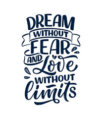 Obraz premium Card with slogan about love in calligraphy style. Vector abstract lettering composition. Trendy graphic design for print. Motivation poster. Quote for Valentine's Day.