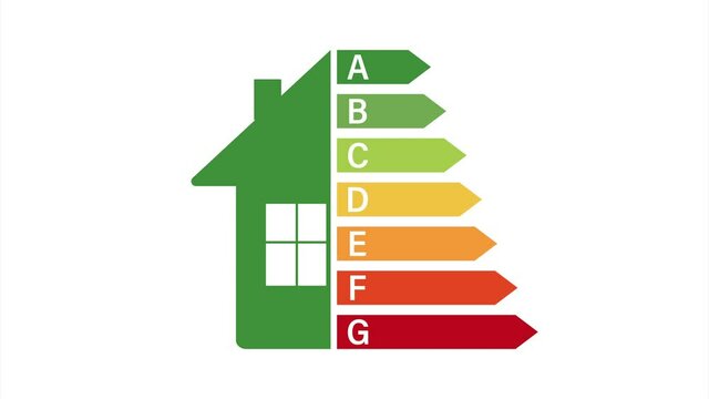 Energy efficiency chart and house concept. Home icon . Solar power. Green home. stock illustration.