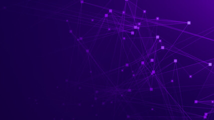 Abstract purple violet polygon tech network with connect technology background. Abstract dots and lines texture background. 3d rendering.