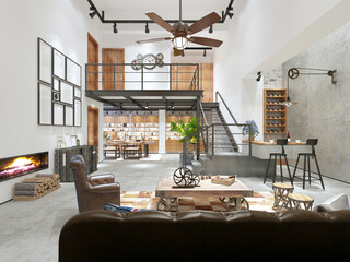 3d render of modern working room, office interior