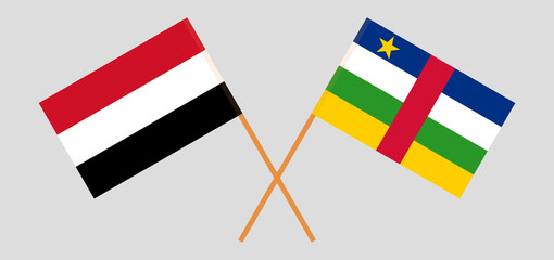 Crossed flags of Yemen and Central African Republic