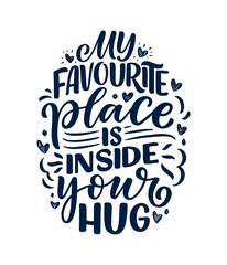 Card with slogan about love in calligraphy style. Vector abstract lettering composition. Trendy graphic design for print. Motivation poster. Quote for Valentine's Day.