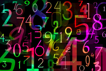 Abstract colorful numbers background