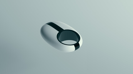 White Black Ring Chunky Smooth Sliced Band Design 3d illustration render