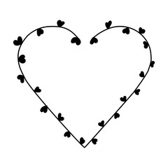 Wedding wreath in the shape of a heart of flowers and leaves. Valentines Day, Mother's Day, Birthday. Place for text. Vector illustration on isolated white background