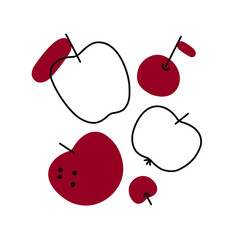 Red apple with a leaf in a flat style. Vector graphics