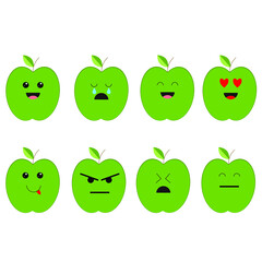 Emotion apples set vector icons.
