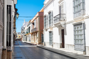 beautoful street of sanlucar de barrameda andalusian town, Spain