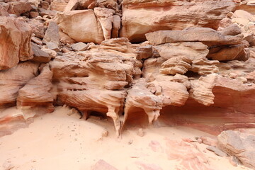The beautiful shapes caused by erosion in canyon Salama in Sinai in Egypt