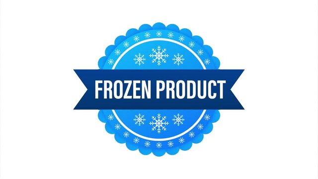 Blue frozen product on white background. Food logo. stock illustration.