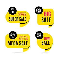 Set of sale banners isolated on white background