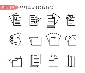 Set of file management and administration icons