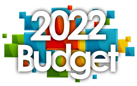 2022 Budget word in colored rectangles background