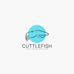 Cuttlefish line art minimalist logo vector illustration design