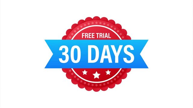 30 days free trial label, badge, sticker. Software promotions for free downloads. It can be used for application. illustration.