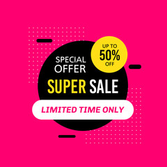 Promotional sale banner template design, vector illustration