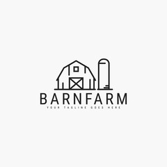 Fototapeta premium Barn line art minimalist logo vector illustration design