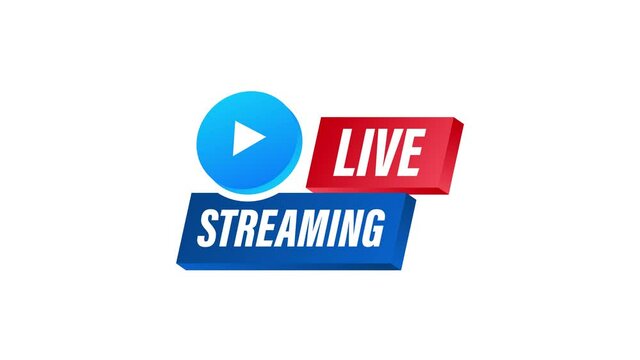 Live streaming logo, news and TV or online broadcasting. stock illustration.