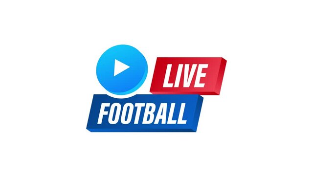 Live Football streaming Icon, Button for broadcasting or online football stream. Stock illustration.