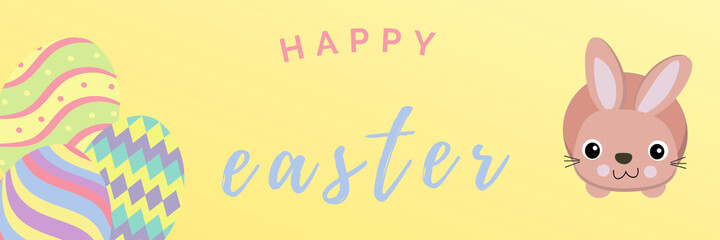 Happy easter letter, poster and card with a loving rabbit, happy and cutte