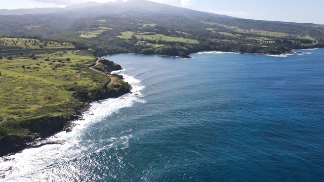Aerial views of Lipoa point in West Maui during a winter swell 4
