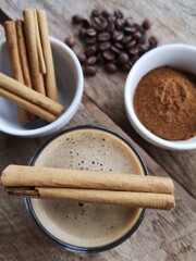 cinnamon sticks and coffee