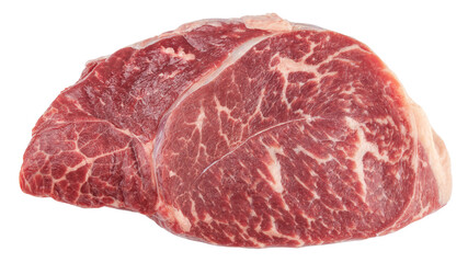 beef steak, raw meat, isolated on white background, clipping path, full depth of field