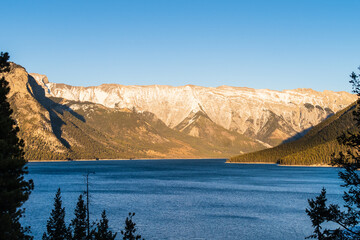 Beautiful view of Minnewanka Lake in Banff national park, Canada