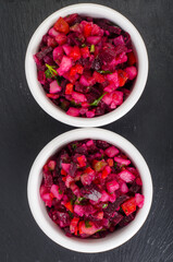 Beetroot diet dishes. Vegetarian vegetable salad