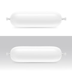 Set of realistic sausage mockups on different background. Vector illustration. Ready for your design. EPS10.	