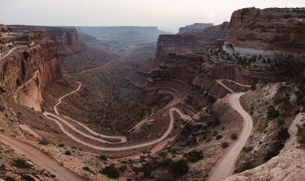 Panoramic Wide Angle of Shafer Trail in Canyonlands National Park, Utah
