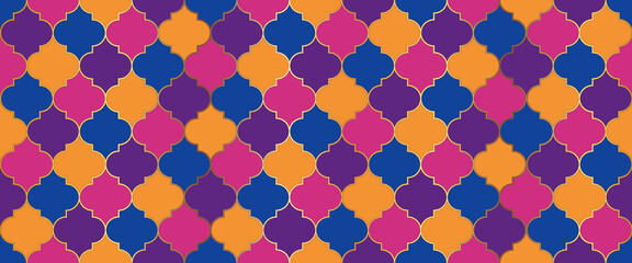 Traditional Ramadan Golden Mosque Tile. Ramadan Kareem Islam Decoration.