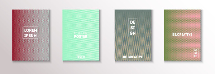 Folded Minimal Cover Vector Set. Funky Magazine Page. 80s Neon Music