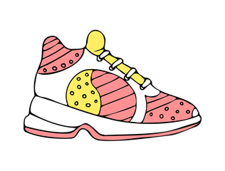 drawn, doodle illustration with a sports shoes.