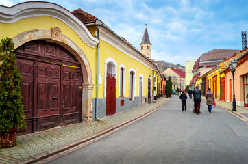 Beautiful cozy street in Tokaj, Hungary. Tokaj is the center of famous Tokaj Wine Region