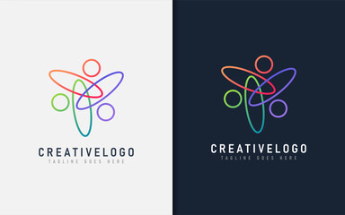 Abstract Colorful People logo Based Circle and Oval Shape. Vector Logo Illustration.