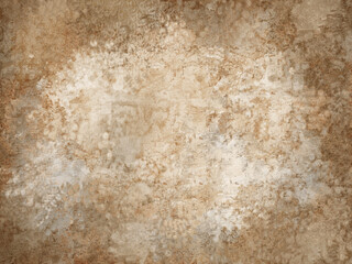 Brown old watercolor paper background texture. Aged worn out light beige white blank fresco parchment. Ancient antique rustic grungy retro manuscript scroll template.Textured marbled banner wallpaper.