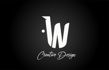 W simple alphabet letter icon logo design. Creative and elegant lettering and corporate identity. Template with creative text in black and white