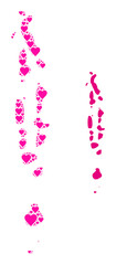 Love pattern and solid map of Maldives. Mosaic map of Maldives created with pink love hearts. Vector flat illustration for dating abstract illustrations.