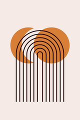 Mid century modern print. Boho graphic design for t shirt print, dorm wall decor, magazin cover, shop flyer page etc