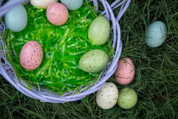 easter eggs in a nest