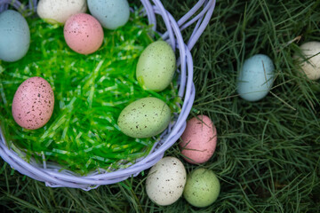 easter eggs in a nest