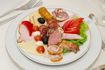 cold appetizer at a wedding in Romania