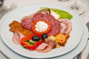 cold appetizer at a wedding in Romania