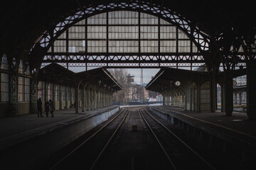 vintage Vitebsky railway station in St. Petersburg
